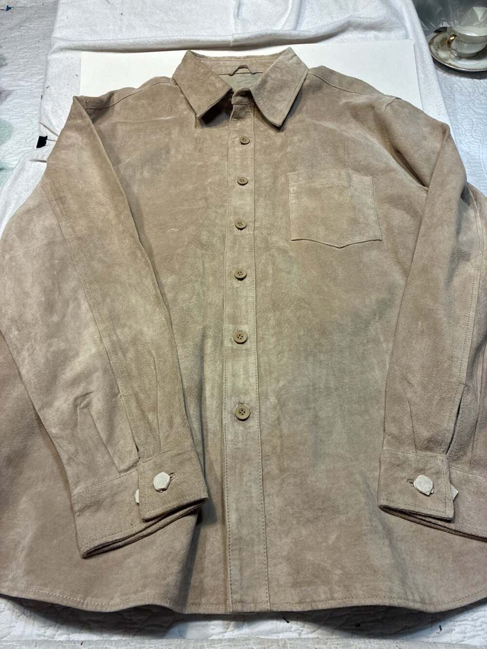 Norm Thompson Men's Genuine Leather Suede Button-Up Shirt Jacket